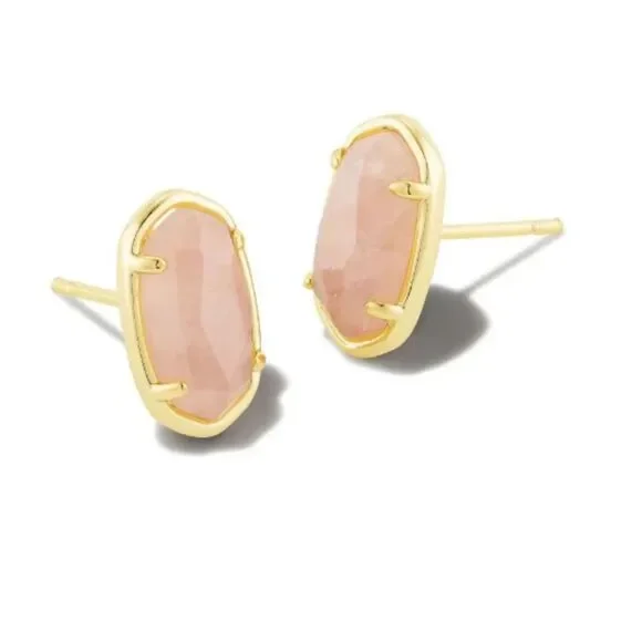 NWT Kendra Scott Emilie Gold Rose Quartz Stud Earrings - Picture 5 of 10